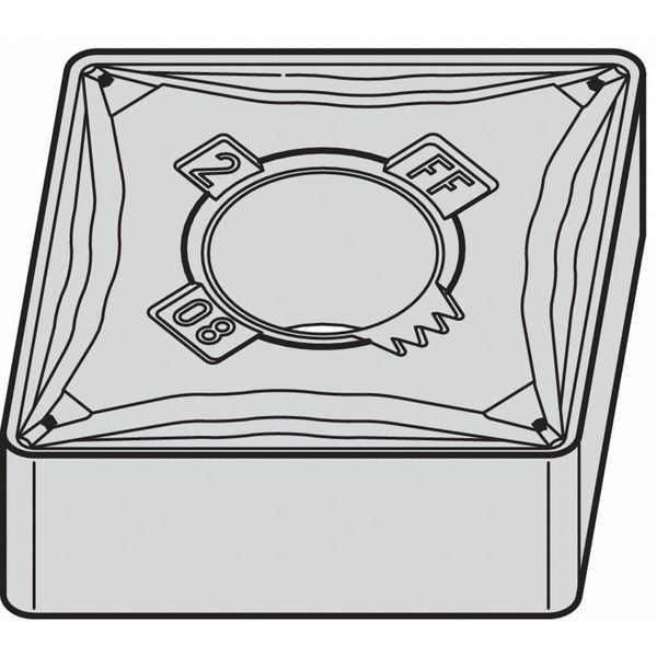Diamond Turning Insert, Diamond, 1/2 in, CNMG, 80  Degrees, 1/64 in, Carbide