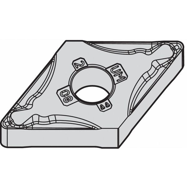 Diamond Turning Insert, Diamond, 1/2 in, DNMG, 55  Degrees, 1/64 in, Carbide