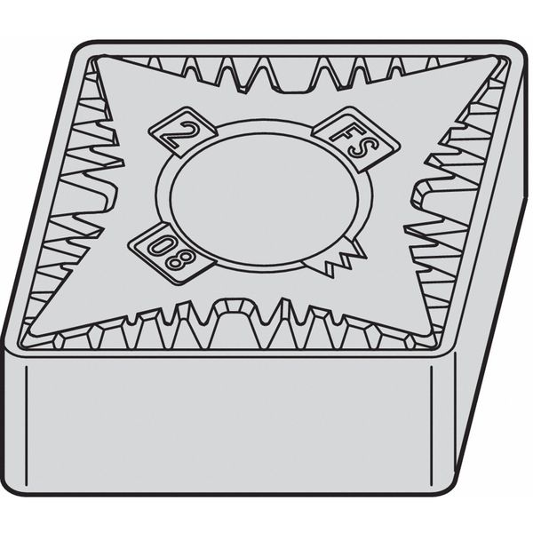 Diamond Turning Insert, Diamond, 1/2 in, CNGG, 80  Degrees, 1/64 in, Carbide
