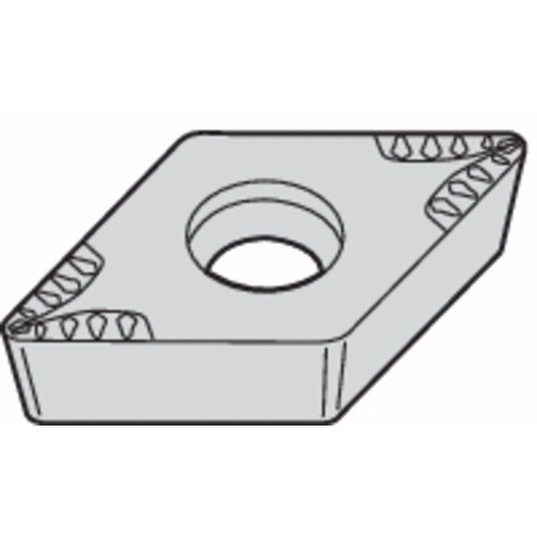 Diamond Turning Insert, Diamond, 3/8 in, DCMT, 55  Degrees, 1/64 in, Carbide