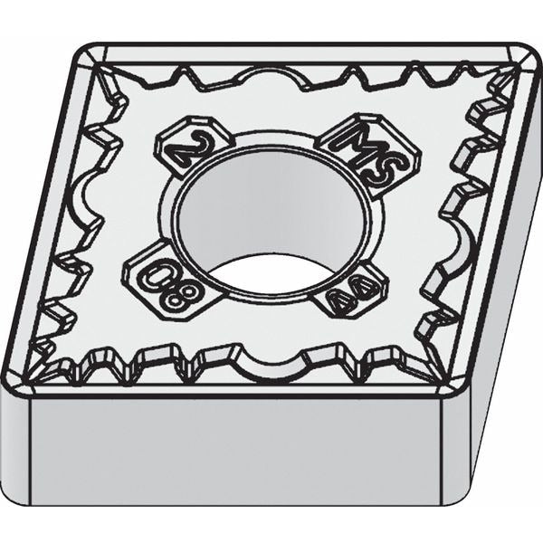 Diamond Turning Insert, Diamond, 1/2 in, CNMG, 80  Degrees, 1/64 in, Carbide