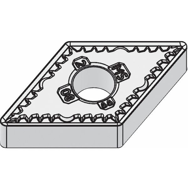Diamond Turning Insert, Diamond, 1/2 in, DNMG, 55  Degrees, 1/64 in, Carbide