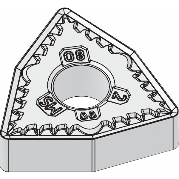 Turning Insert, Trigon, 1/2 in, WNMG, 1/64 in, Carbide