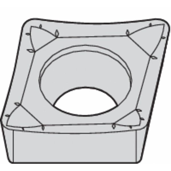 Diamond Turning Insert, Diamond, 3/8 in, CCGT, 80  Degrees, 1/64 in, Carbide