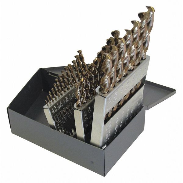 29PC Q-Cobaltâ¢ Wide Land Parabolic Jobber Dril Set Cleveland 2075 Straw HSS-CO RHS/RHC 1/16-1/2x1/64