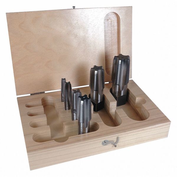 6pc HSS Medium Hook Taper Pipe Tap Set PTT Greenfield Threading 1/8-27 - 1-11-1/2 NPT