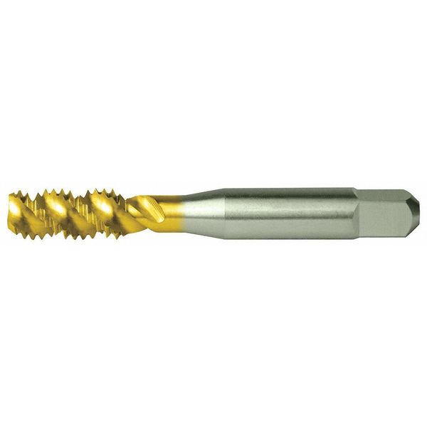 Spiral Flute Tap, #10-32, Bottoming, UNF, 3 Flutes, TiN