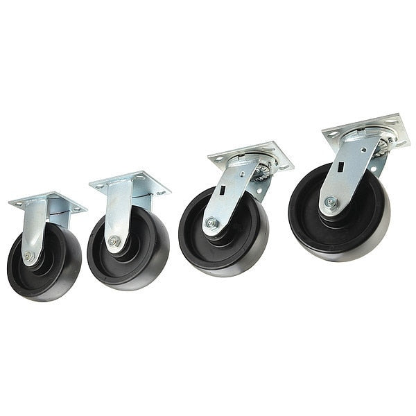 Plate Caster, 6in Wheel Diameter, 3000 lbs, PK4