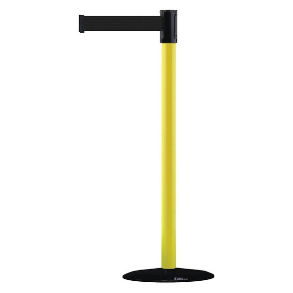 Barrier Post w/Belt, Steel Post, Blk Belt