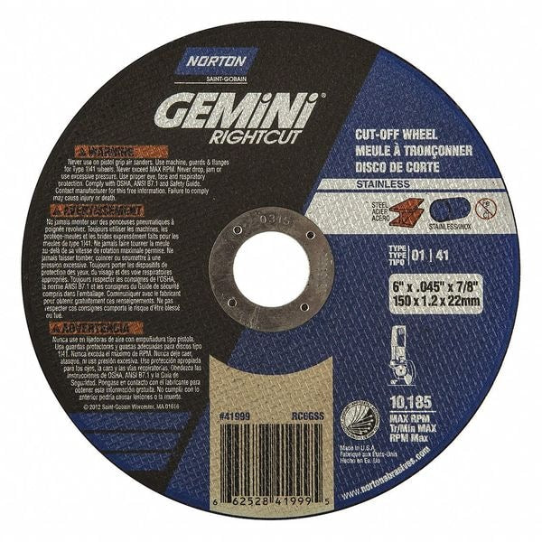 Abrasive Cut-Off Wheel, Type 41, 6