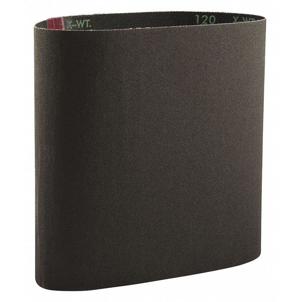 Sanding Belt, Coated, 8 in W, 19 in L, 120 Grit, Fine, Aluminum Oxide, R766X, Black