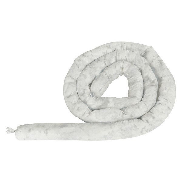 Sorbents, 28 gal/pk; 1.4 gal/sock, Oil Absorbed, White, Polypropylene, 20 PK