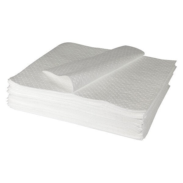 Sorbents, 41 gal. Oil Absorbed, White, Polypropylene, 50 PK