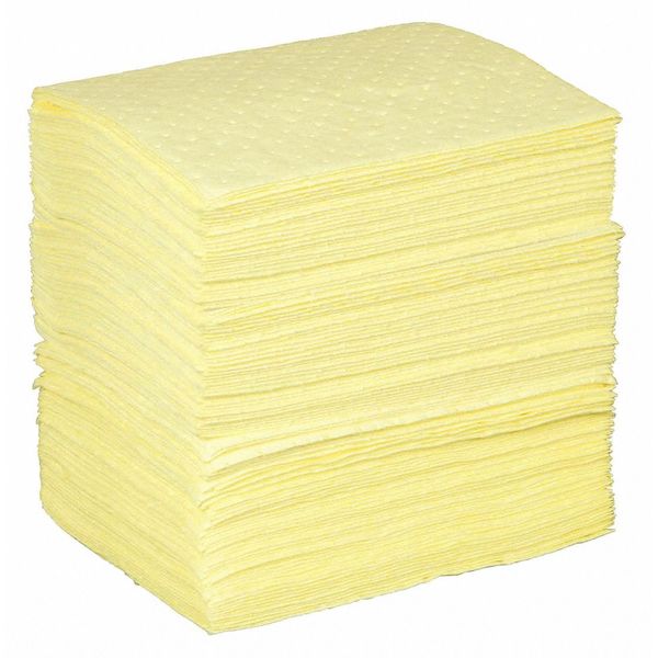 Sorbents, 34 gal. Harsh Chemicals Absorbed, Yellow, Polypropylene, 200 PK