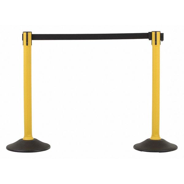Barrier Post with Belt, HDPE, Yellow, PR