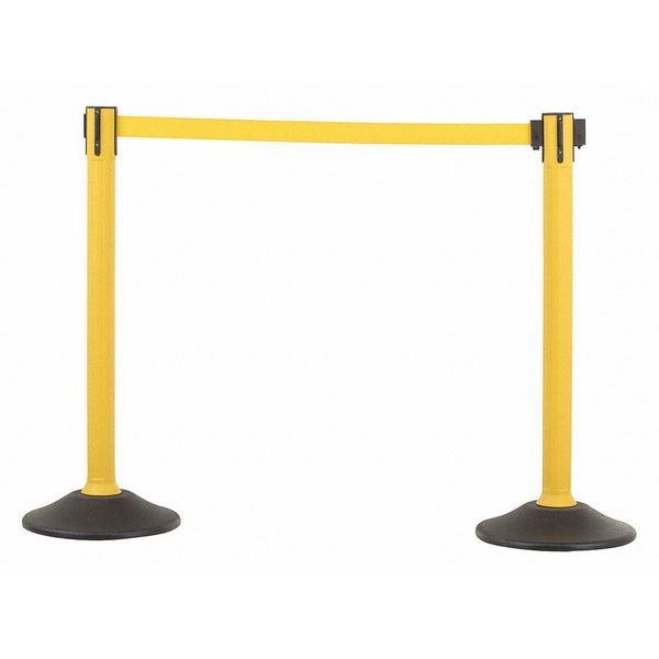 Barrier Post with Belt, HDPE, Yellow, PR