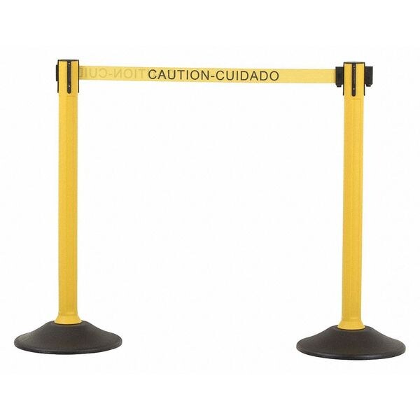 Barrier Post with Belt, HDPE, Yellow, PR