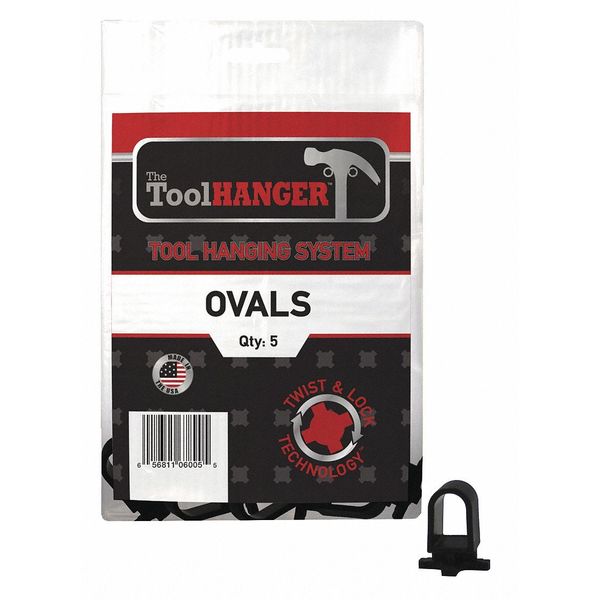Oval Hangers, Black, 5 lb. Capacity, PK5