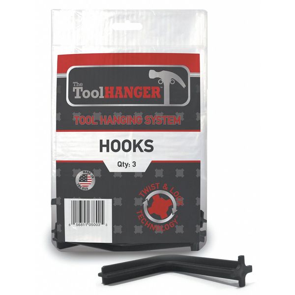 Hook Hanger, Black, 10 lb. Capacity, PK3