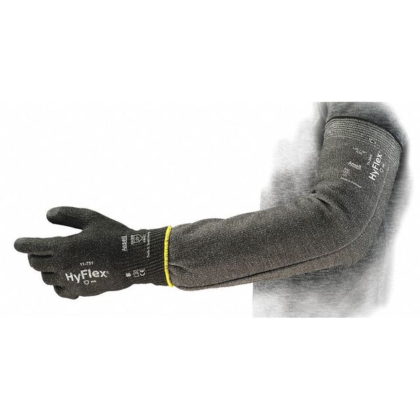 Hyflex Cut-Resistant Sleeve, Cut Level A3, Sleeve with Thumbhole, 18 in L, Gray, Large