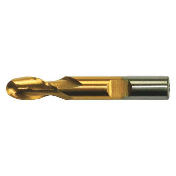 2-Flute Cobalt 8% Ball Nose Single End CenterCut Finisher CTD HGC-2B-TN TiN 7/8x7/8x1-7/8x4-1/8