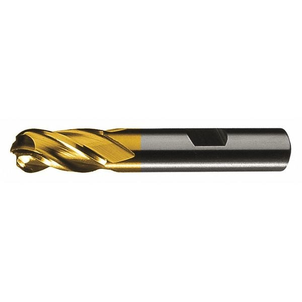 4-Flute Cobalt 8% Ball Nose Single End CenterCut Finisher CTD HGC-4B-TN TiN 5/16x3/8x3/4x2-1/2