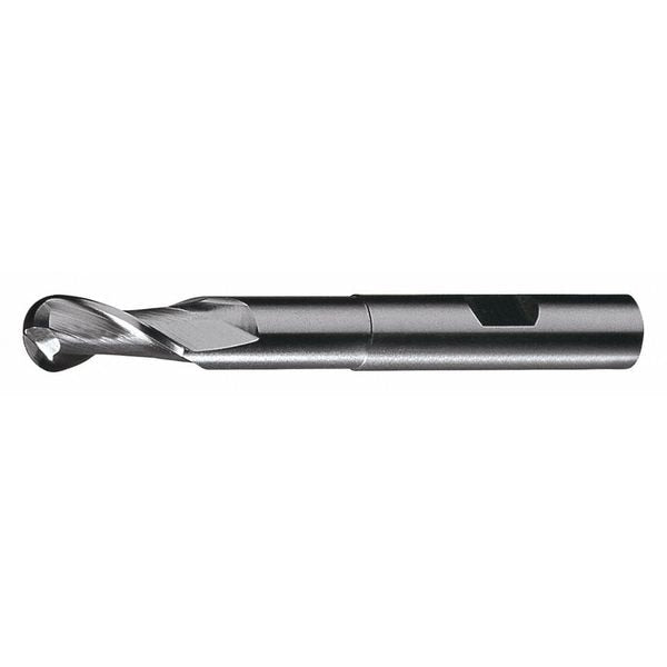 2-Flute HSS Extended Neck Ball Nose Single End Mill Cleveland HGN-2B Bright 1/4x3/8x5/8x3-1/16