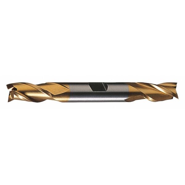 3-Flute HSS Center Cutting Square Double End Mill Cleveland HD-3-TN TiN 7/8x7/8x1-7/8x6-1/8