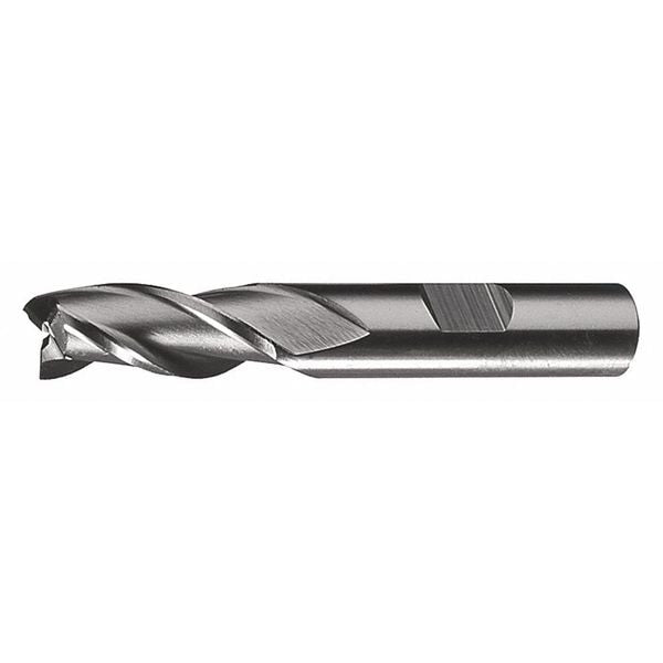 3-Flute HSS Center Cutting Square Single End Mill Cleveland HG-3 Bright 1/2