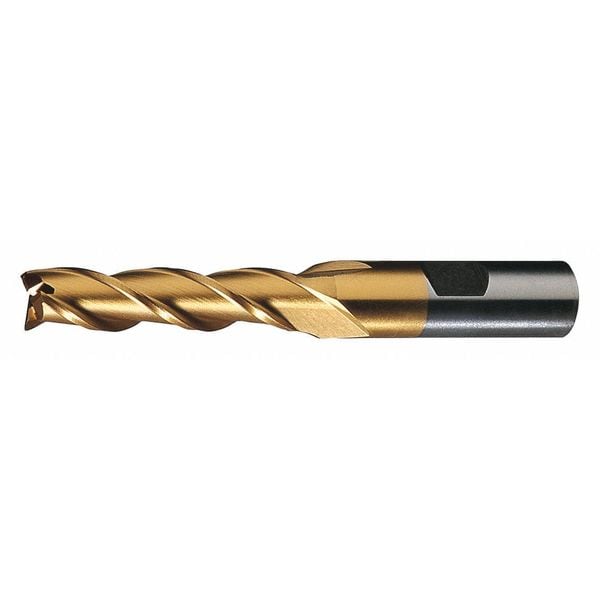 3-Flute HSS Center Cutting Square Single End Mill Cleveland HG-3-TN TiN 1