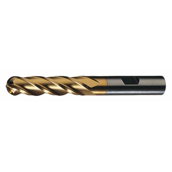 4-Flute HSS Ball Nose Single End MIll Cleveland HG-4B-TN TiN 5/8x5/8x1-5/8x3-3/4