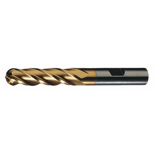4-Flute HSS Ball Nose Single End MIll Cleveland HG-4B-TN TiN 1/2x1/2x3x5