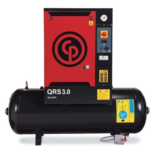 Rotary Screw Air Comp, 3 HP, Tank, 60 gal.