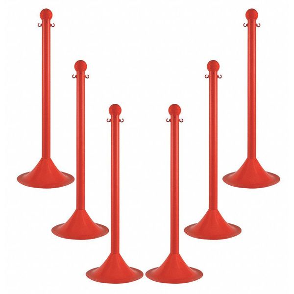Light Duty Stanchion, 41 In. H, Red, PK6