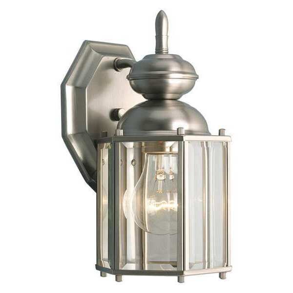 BrassGUARD Small 1-Light Wall Lantern, 100 W, Brushed Nickel