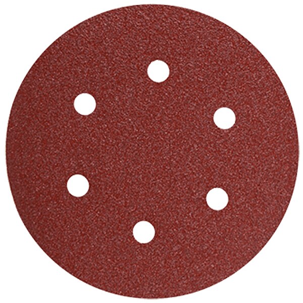 6In Sanding Disc 6-Hole Red 320 Grit, PK5