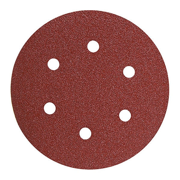 6In Sanding Disc 6-Hole Red 60 Grit, PK5
