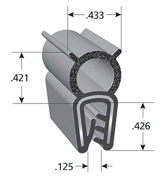 Black Vinyl Seal 25 ft. L, 0.433