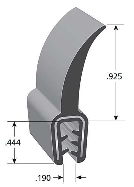 Black Vinyl Seal 25 ft. L, 1.369