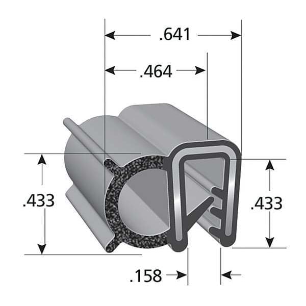 Black Vinyl Seal 100 ft. L, 0.641