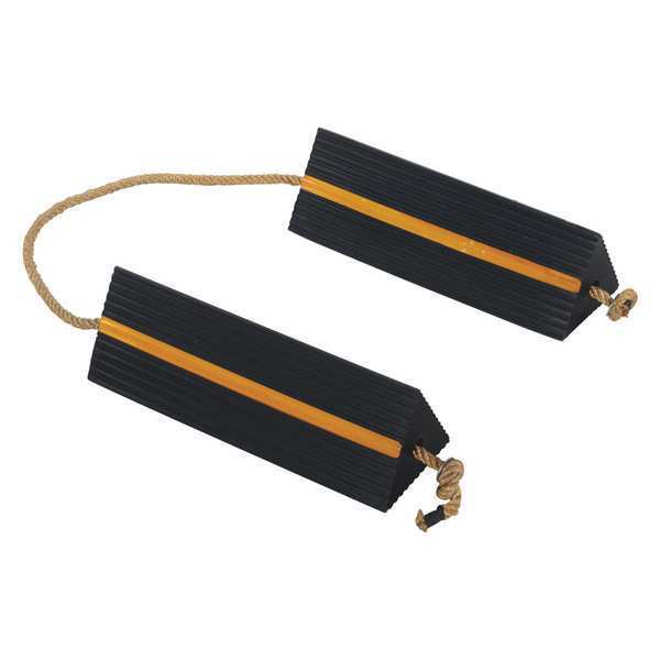 Rubber Airline Wheel Chock, Rope, 6 x 18