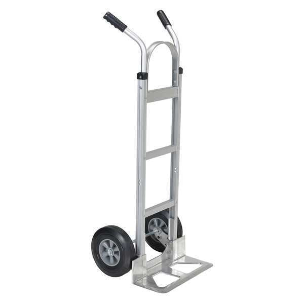 Silver 2 Handle Aluminum Hand Truck Hard Rubber Wheels 500 lb