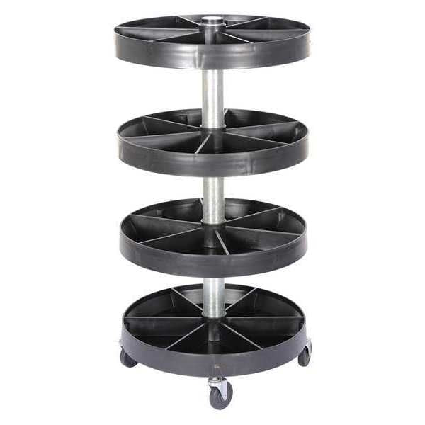 Plastic Revolving Storage Bin, 19 1/2 in D x 19 1/2 in H x 38 1/2 in W, 4 Shelves, Black