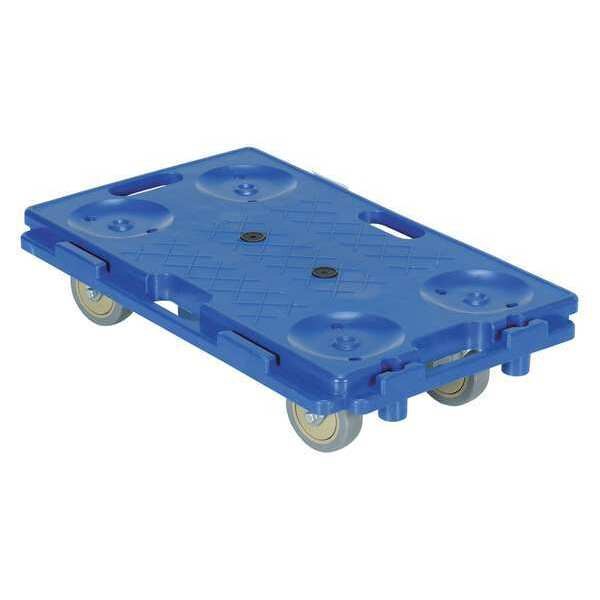 Blue Interlocking Plastic Dolly 250lb Capacity 15.75 x 26.75 x 6.5