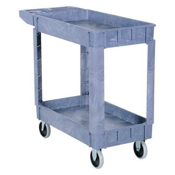 Foam Plastic Plastic Utility Cart, 2 Shelves, 17.5 x 31, 2 Shelves, 550 lb