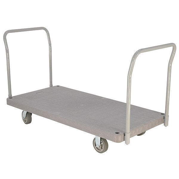 Plastic Platform Truck 2 Handles 2000 lb 4 Polyurethane Casters