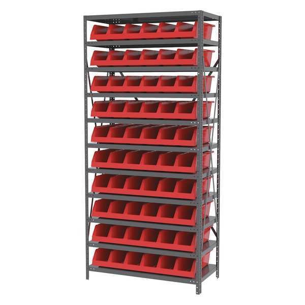 Steel Bin Shelving Kit, 11 Shelves, Gray/Blue