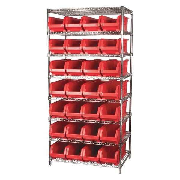 Wire Shelving, 8 Shelves, Silver/Blue