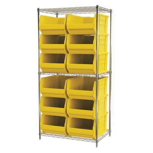 Steel Wire Wire Shelving, 3 Shelves, Silver/Blue
