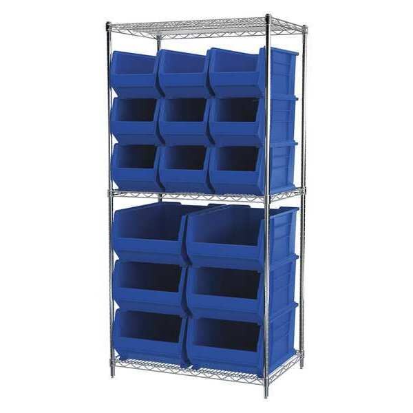 Steel Wire Wire Shelving, 3 Shelves, Silver/Yellow